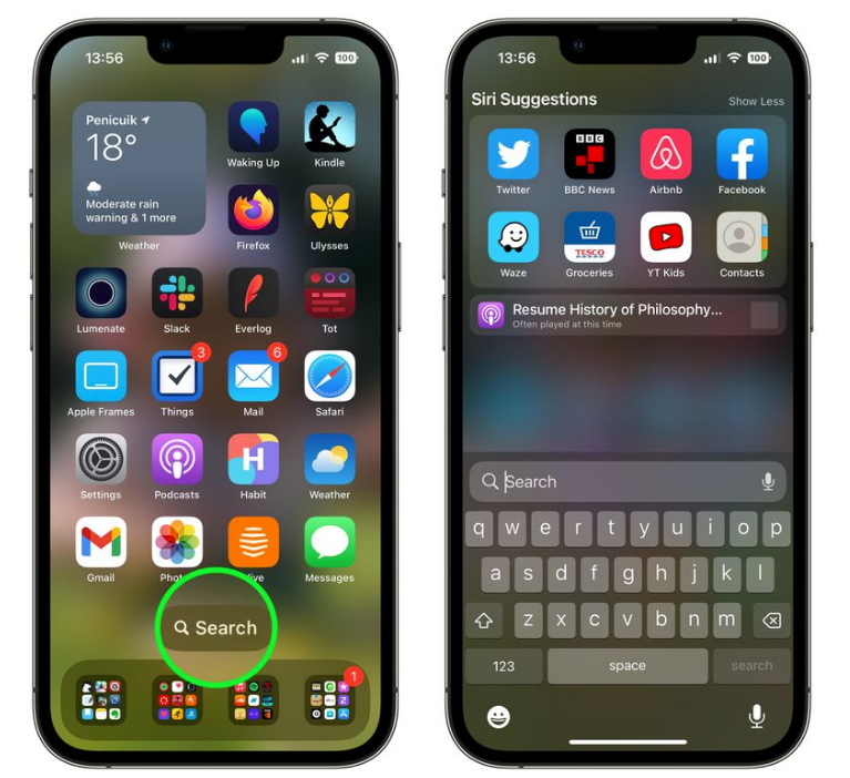 新村镇苹果手机维修分享升级到 iOS 16 后，如何删除主屏幕上的搜索按钮 